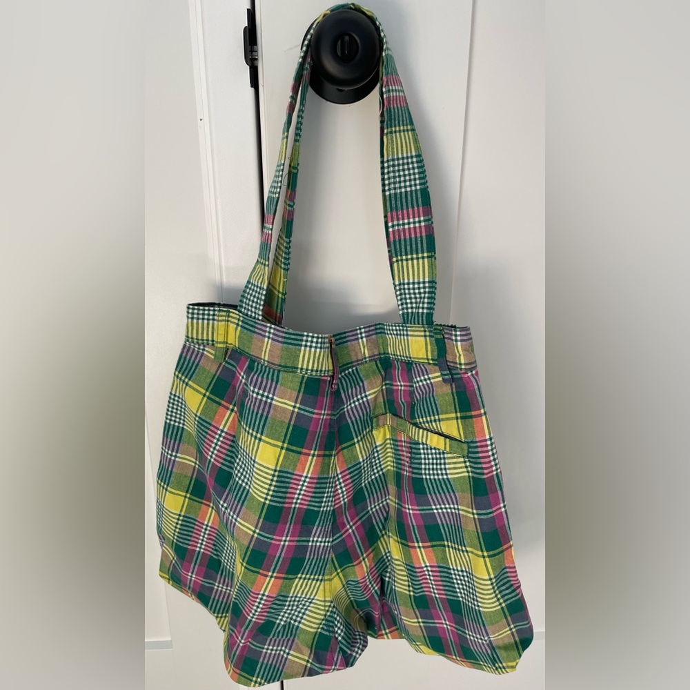 Handmade plaid shoulder bag purse made out of Gap pants preppy unique - Picture 3 of 10